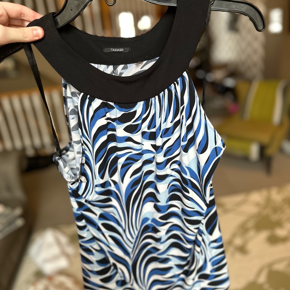 Tahari Blue Patterned Blouse - image 2